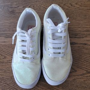 Vans Kids White Shoes with Glitter. Size 2.5